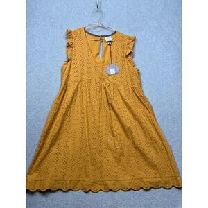 Knox Rose Sahara Eyelet Ruffle Shift Cotton Dress Womens Size L Prairie cottage